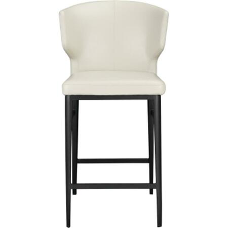 MOES HOME COLLECTION Delaney Counter Stool in Beige Leatherette on Steel Legs EJ-1022-34